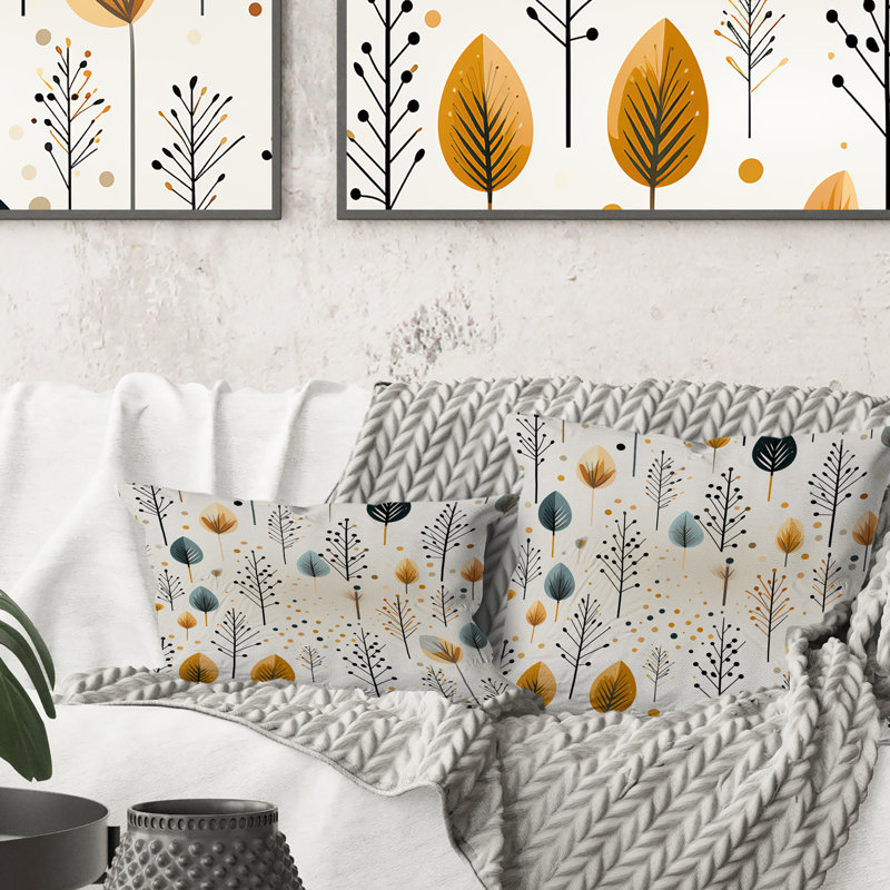 Minimalisme, motif de fougères beige IV - coussin à imprimé floral