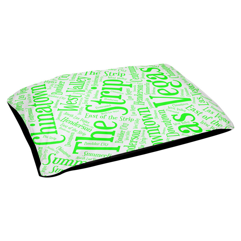 Coussin de chien « districts », Moyen (H 9,5 po x l 28 po x P 18 po), Vert, Las Vegas