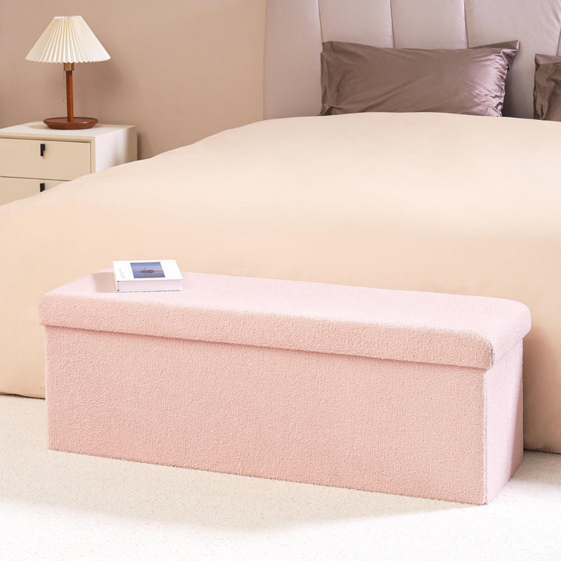 Banc de rangement avec repose-pieds, Rose