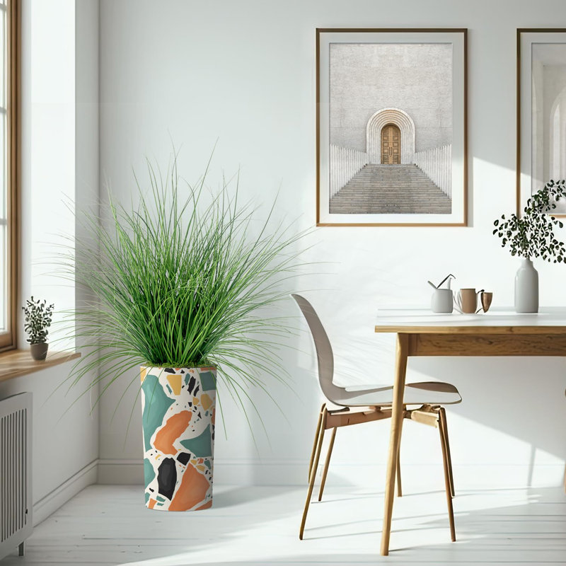Arbre à oignon en soie - Plantes artificielles dans la décoration de sol extérieure moderne, Bloc de couleur orange