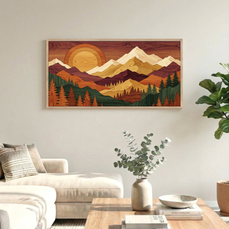 «Mountain Sunset», reproduction d'art sur toile encadrée de 1 x 58 po x 28 po, 58 po x 28 po