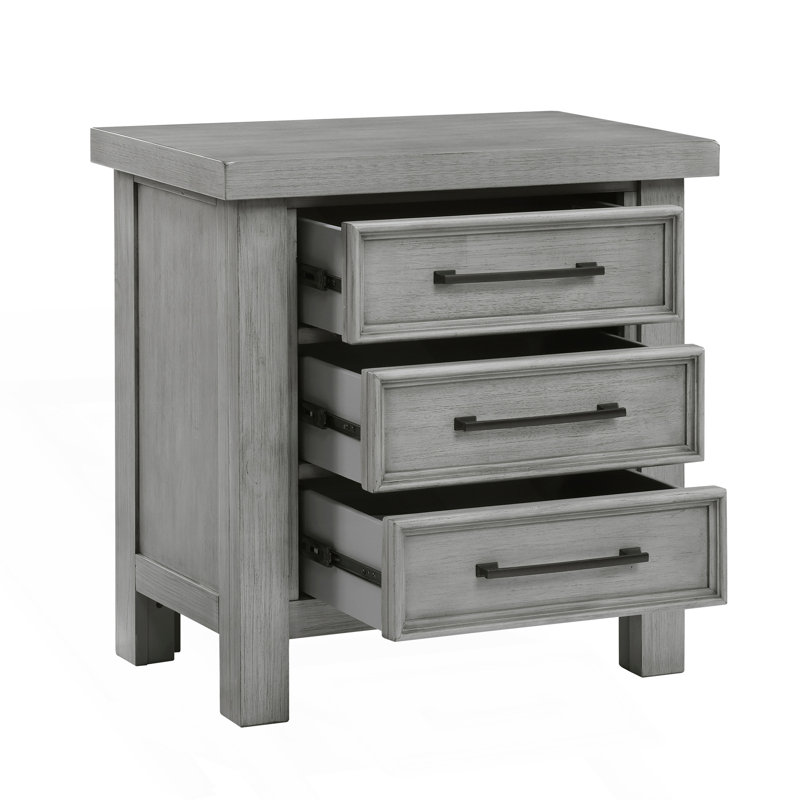 Table de chevet transitionnelle avec 3 tiroirs