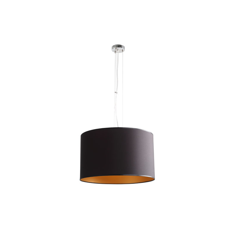Rhonda 1 - Light Black Drum Pendant, Gold