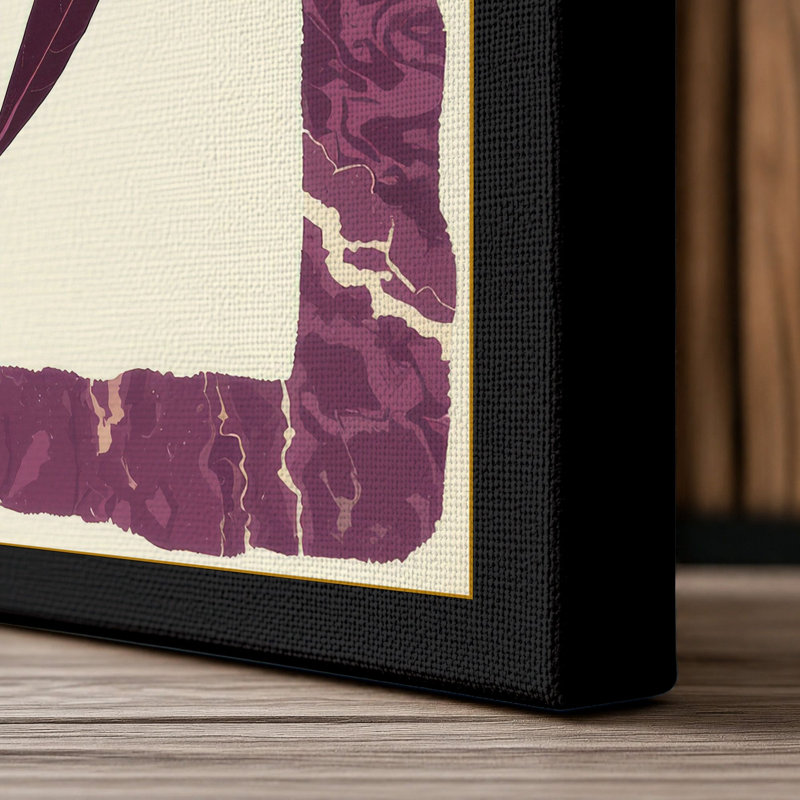 Framed Purple Bloom Botanical - Wrapped Canvas, 36x24 - 91.4 x 61.0 cm, Black Border