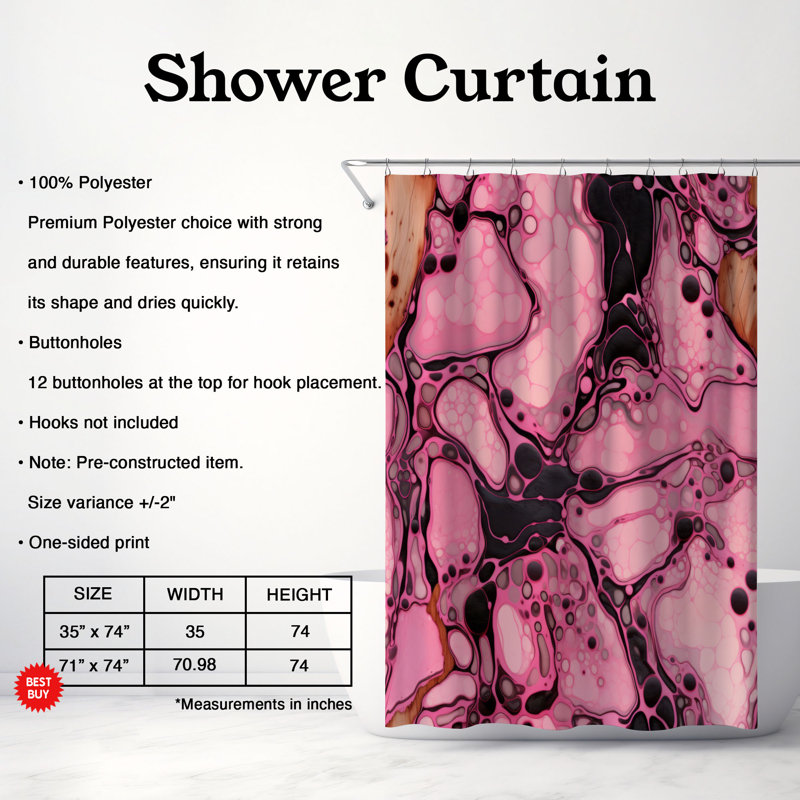 Rideau de douche Fractured Pink - Premium, H 74 po x l 71 po