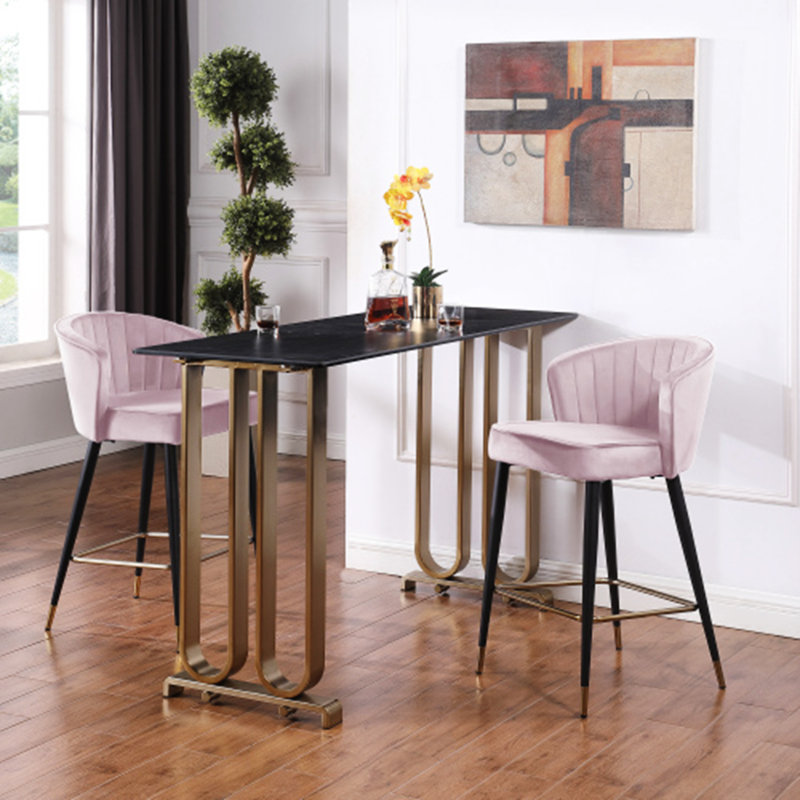 Tabourets de bar rembourrés en tissu Shiloe, Rose clair, 1