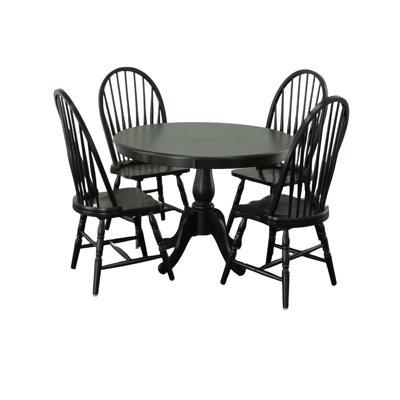 Fairview Pedestal Dining Table With Windsor Dining Chairs