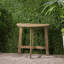 Table pliante en bois grise, idéale pour le patio, les petits espaces demi-ronds,