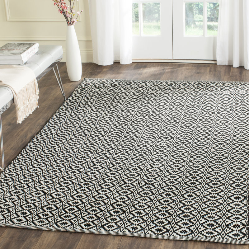 Crispin Geometric Cotton Area Rug, Rectangle 122 x 183 cm