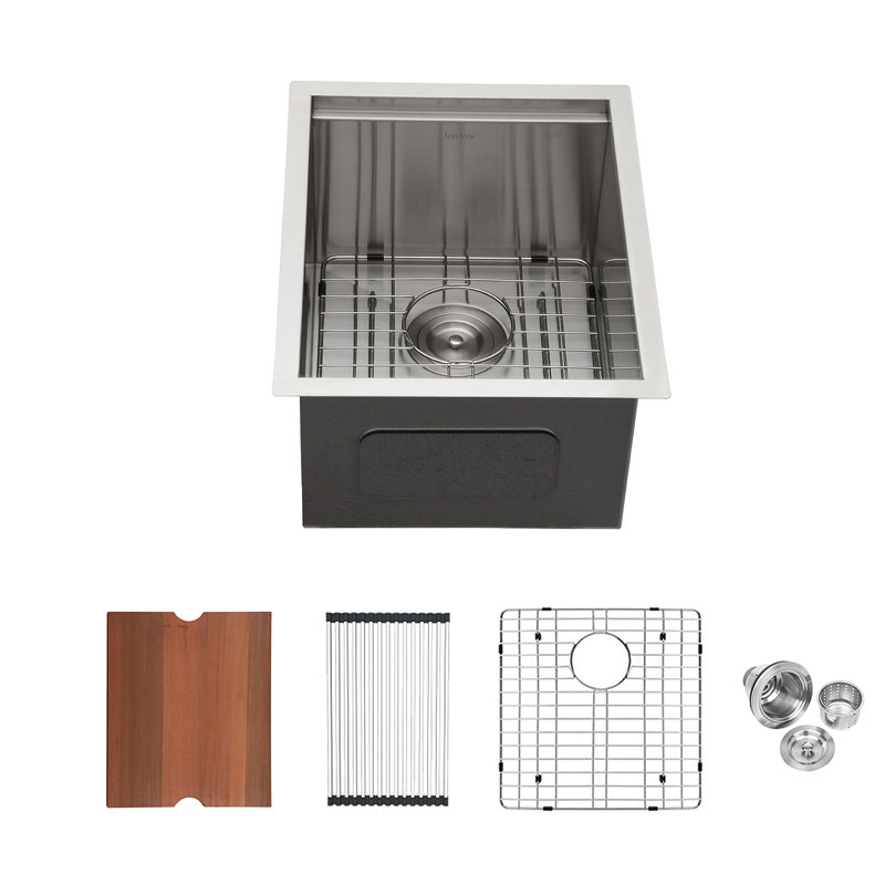 Évier de cuisine encastrable 15 po - évier de cuisine 15 * 19 * 10 po à cuve simple encastrable en acier inoxydable calibre 16