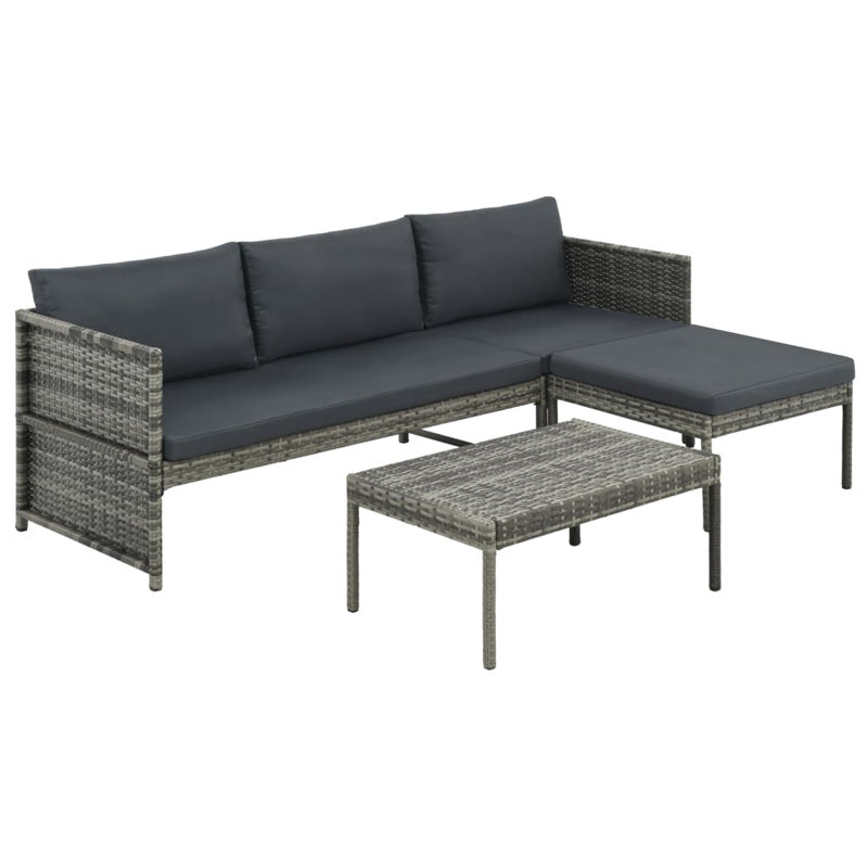 Siège profond avec coussins 3 pièces Ardeth, Cadre gris / coussin gris