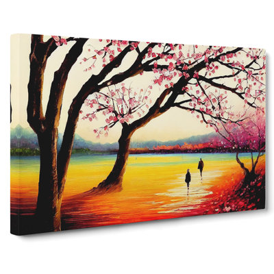 Cherry Blossom Tree Park - Wrapped Canvas