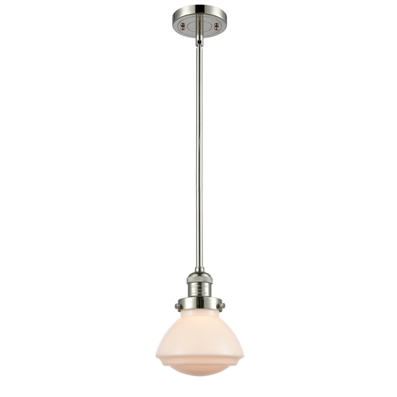 Luminaire suspendu simple à 1 lumière Chesterville, Blanc mat, Ampoule non incluse, Nickel poli