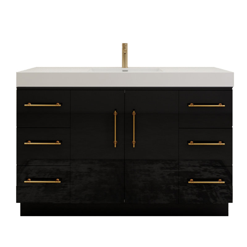 Ensemble de meuble-lavabo simple 48 po, Noir lustré