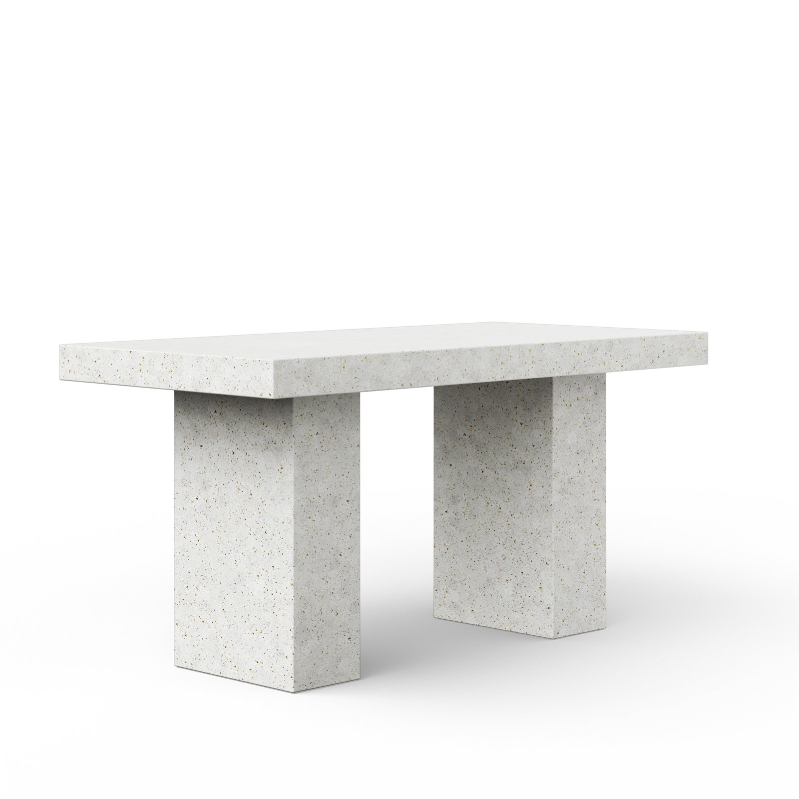 Kareen Pedestal Dining Table, Counter Table (36.25" Height), 70.75" L x 35.5" W, Ivory Terrazo