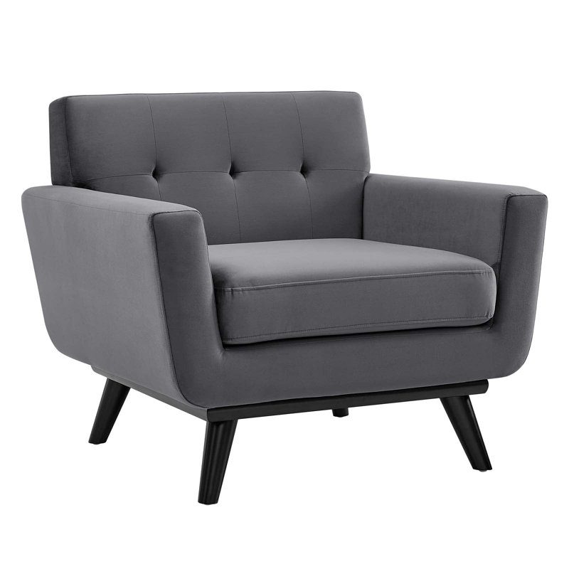 Engage Performance Velvet Armchair, Gray Velvet