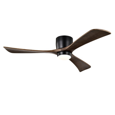 Flush Mount Solid Wood Blades Ceiling Fan With Lights Remote Control,Quiet DC Motor, 6 Speed ,Reversible Ceiling Fan