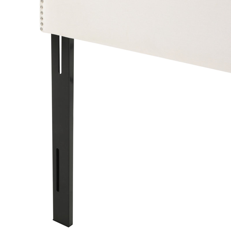 Grande et grande tête de lit - revêtement avec tête de lit courbée, conception arquée, garniture cloutée, pieds réglables