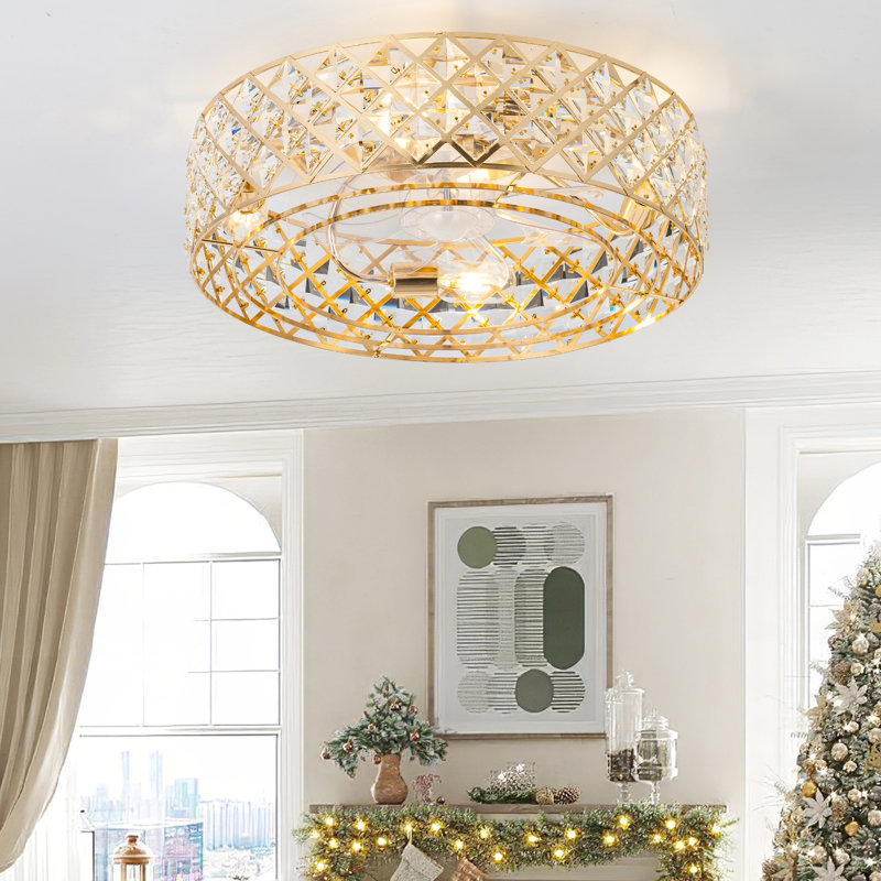 48.26cm Ceiling Fan with Light Kit, Gold