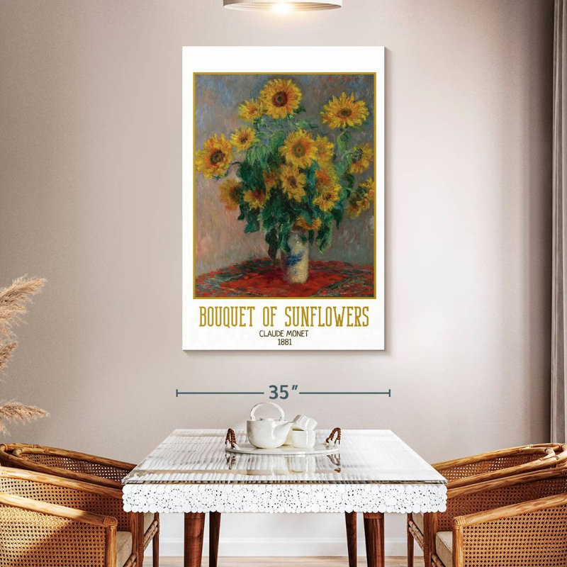 Affiche de l'exposition Bouquet de tournesols Monet, H 51 po x l 34 po