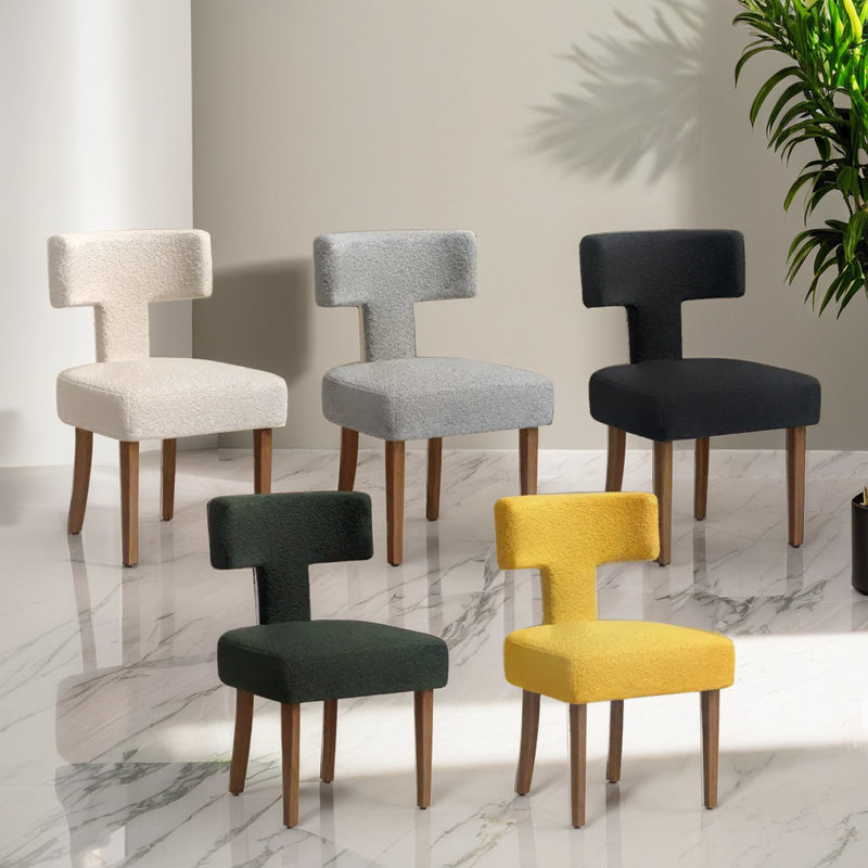 Chaises de salle à manger en forme de T Boucle Lamb (ensemble de 6), Beige