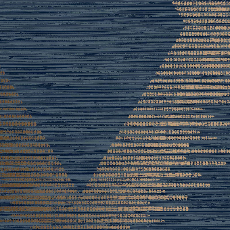 Zen Geometric Metallic Wallpaper Double Roll, Navy/Cooper