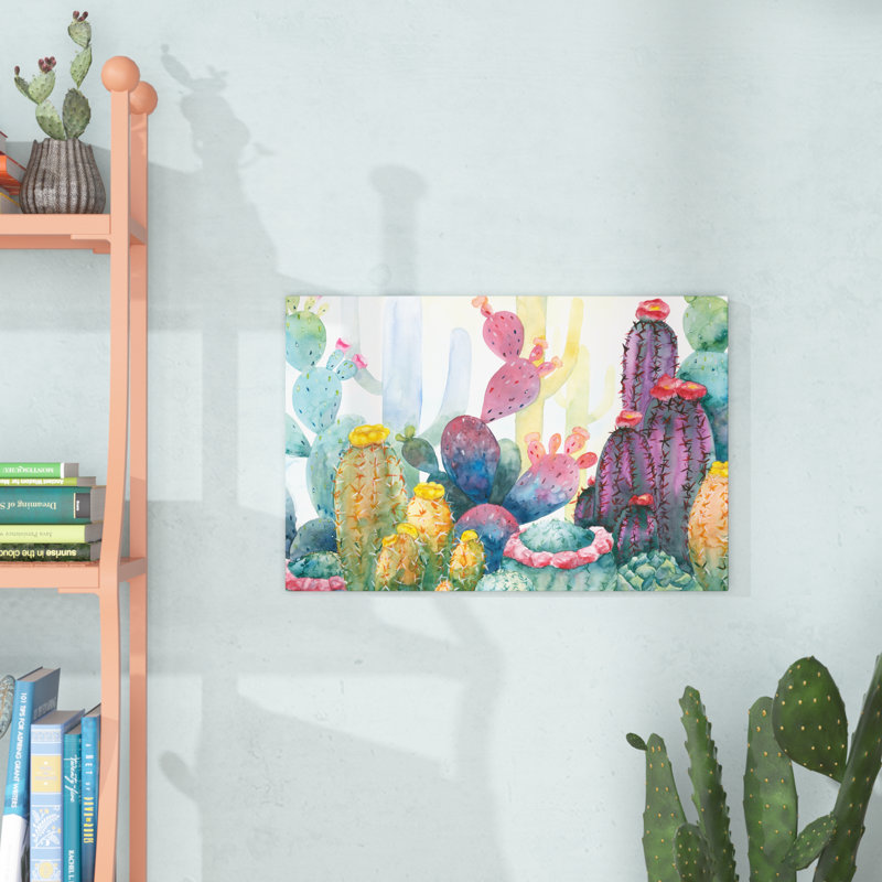 « color fleuriing cactus », reproduction sur toile tendue, H 12 po x l 18 po, Toile tendue