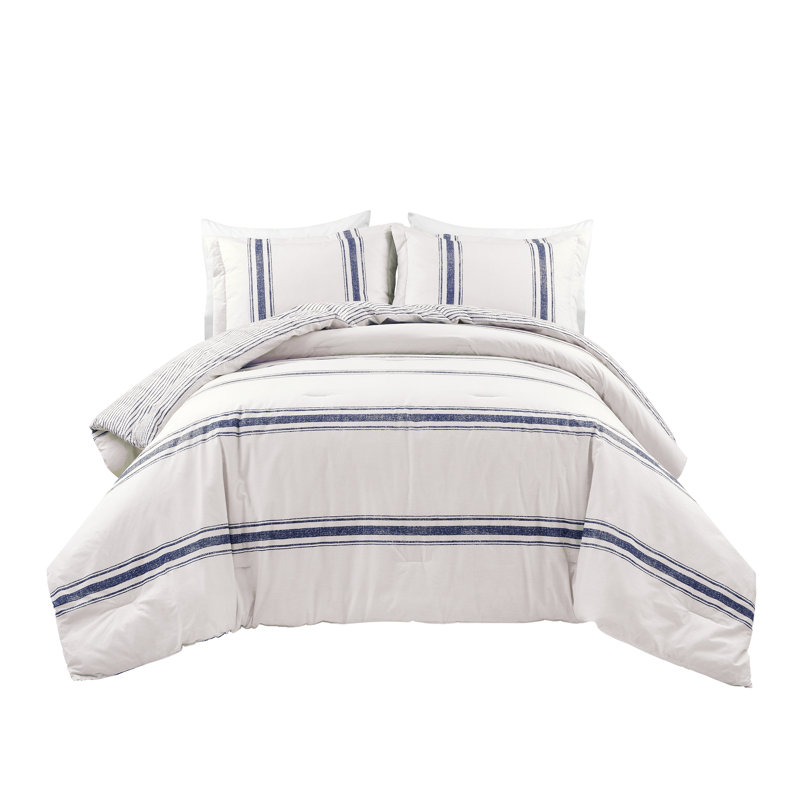 Gilroy Cotton Striped Comforter, Navy, California King