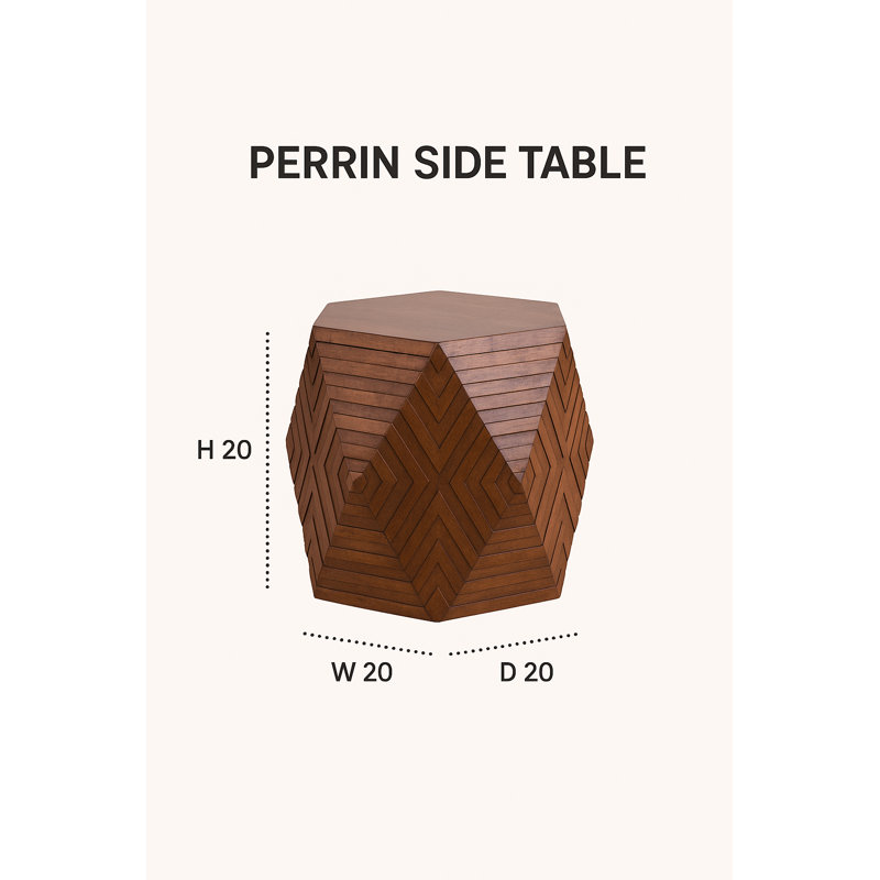 Table de bout hexagonale en bois massif Perrin 