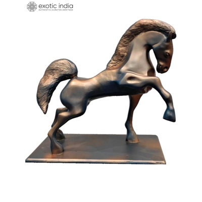 30" Graceful Horse Sculpture - Handcrafted Fibre Statue with Bronze Finish - Contemporary Statement Art for Home Décor
