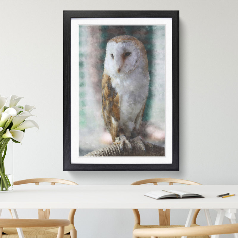 Barn Owl Vol.7 - Picture Frame Painting, Black Framed, 48cm H x 36cm W x 2cm D