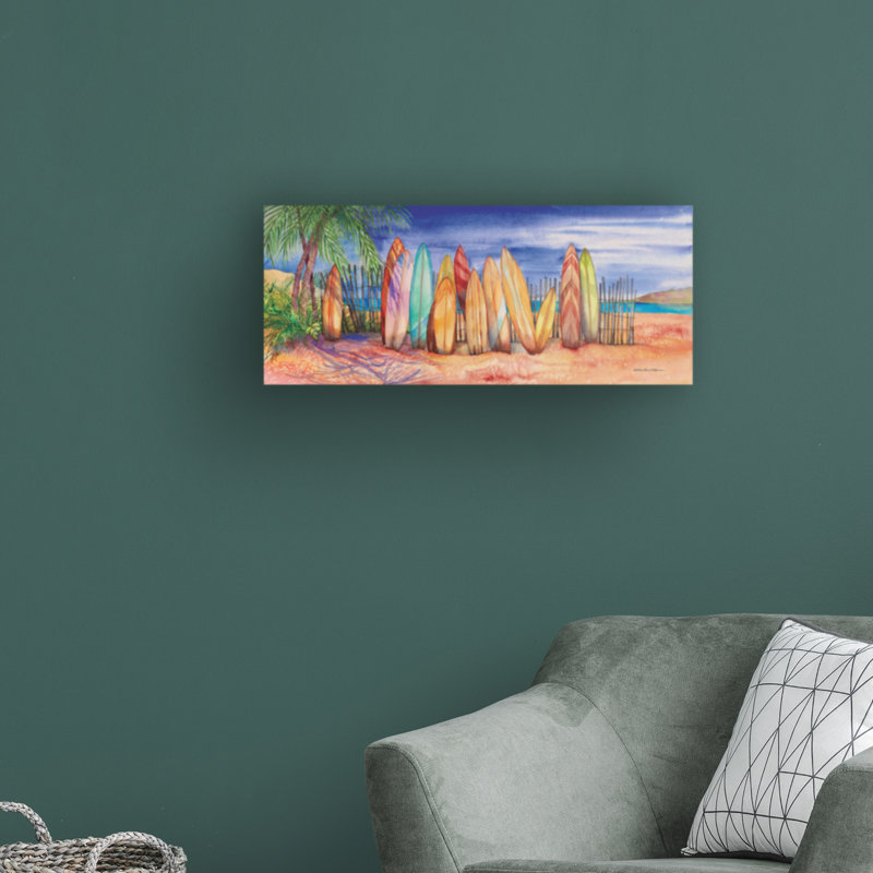 Surfboard par Kathleen Parr McKenna - peinture sur toile tendue, H 8 po x l 19 po x P 2 po