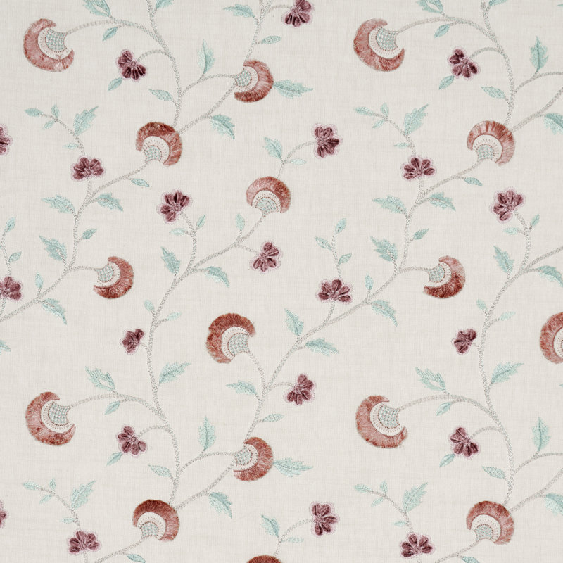 Lyla Embroidery Fabric, Rose/Natural
