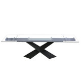 Bello Extendable Glass Top Metal Base Dining Table