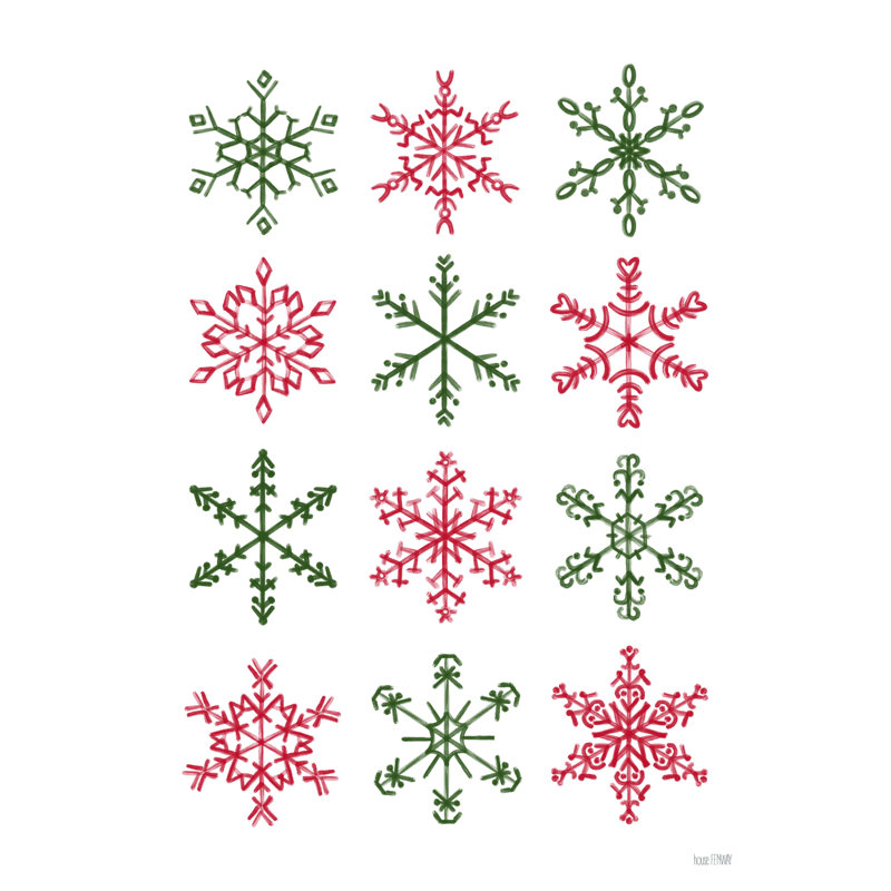 Flocons de neige - reproduction sur toile tendue, H 16 po x l 12 po