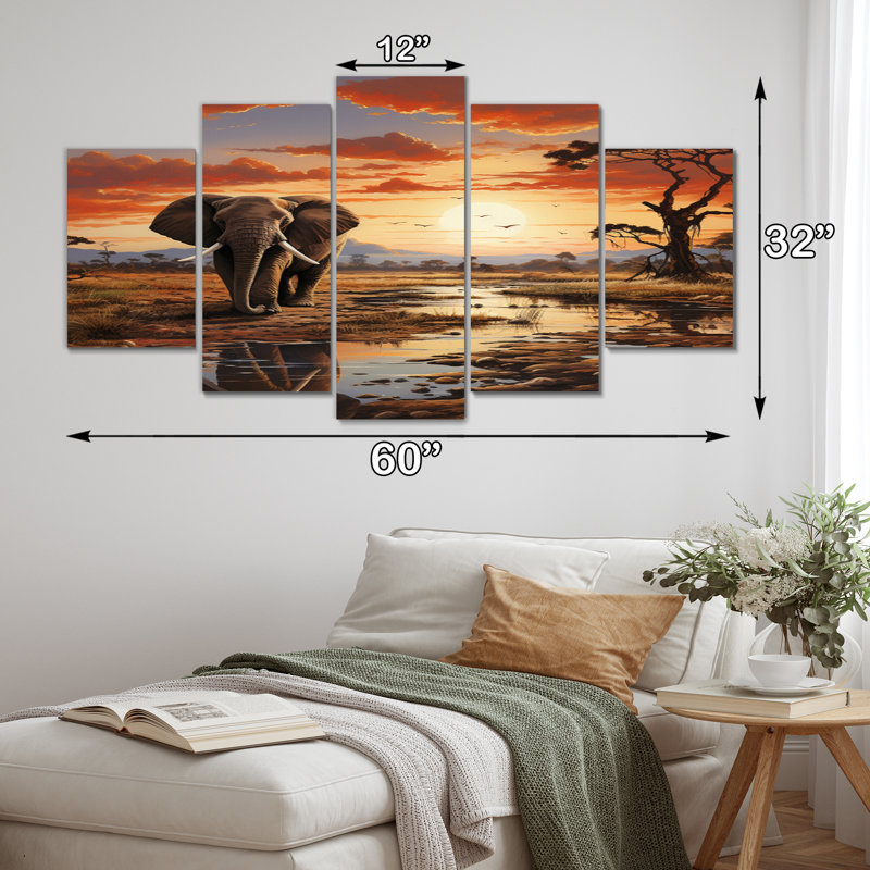 Reproduction d'art sur toile, animaux d'Afrique, 5 animaux d'Afrique