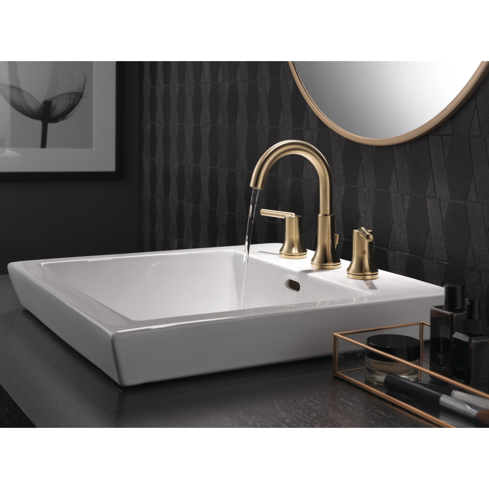 Trinsic Widespread Bathroom Faucet with Drain, Brilliance Champagne Bronze