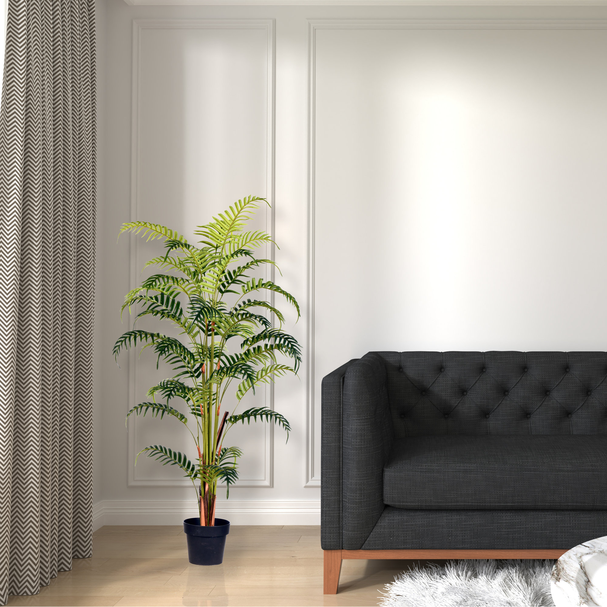 Faux Palm Plant in Pot, 59" H x 18" W x 18" D