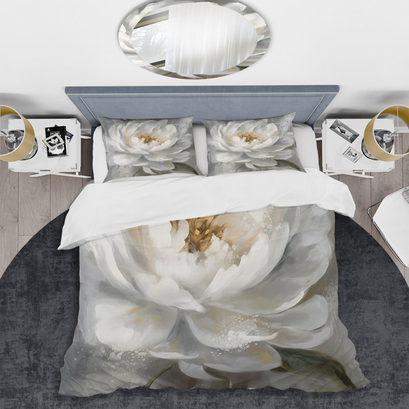Ensemble de housse de couette blanc et gris, Housse de couette très grand et 2 très grandes t