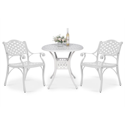 3-piece Patio Furniture Dining Set, All-weather Cast Aluminum Outdoor Bistro Set, Include 2 Dining Chairs And 30.98" Round Table W/ 2" Um by Alcott Hill 3-piece Patio Furniture Dining Set, All-weather Cast Aluminum Outdoor Bistro Set, Include 2 Dining Chairs And 30.98" Round Table W/ 2" Um by Alcott Hill