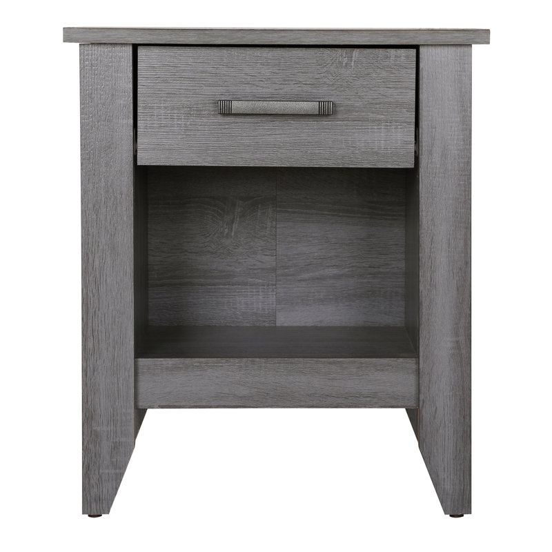 Modern Bedside Table With Storage Options, Gray