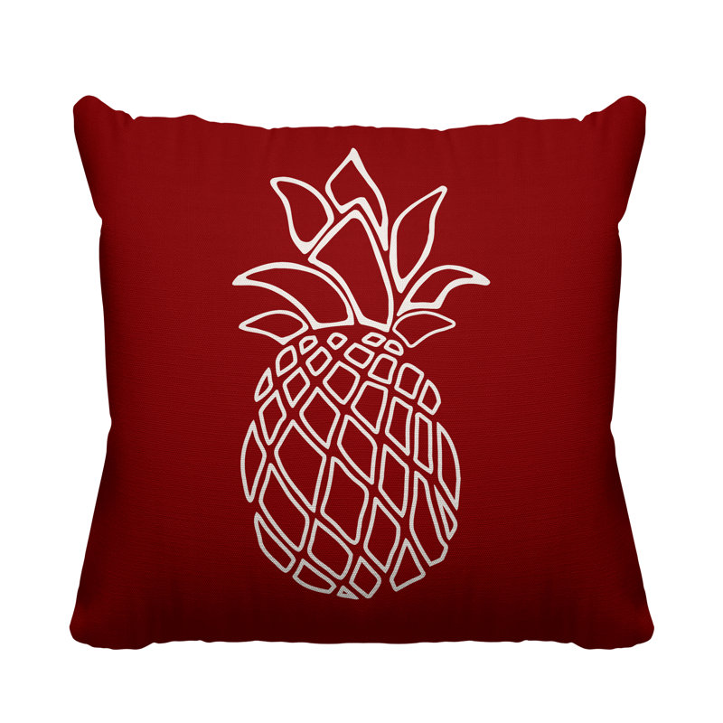 Calico Outdoor Reversible Throw Pillow, 15H" x 15W", Red