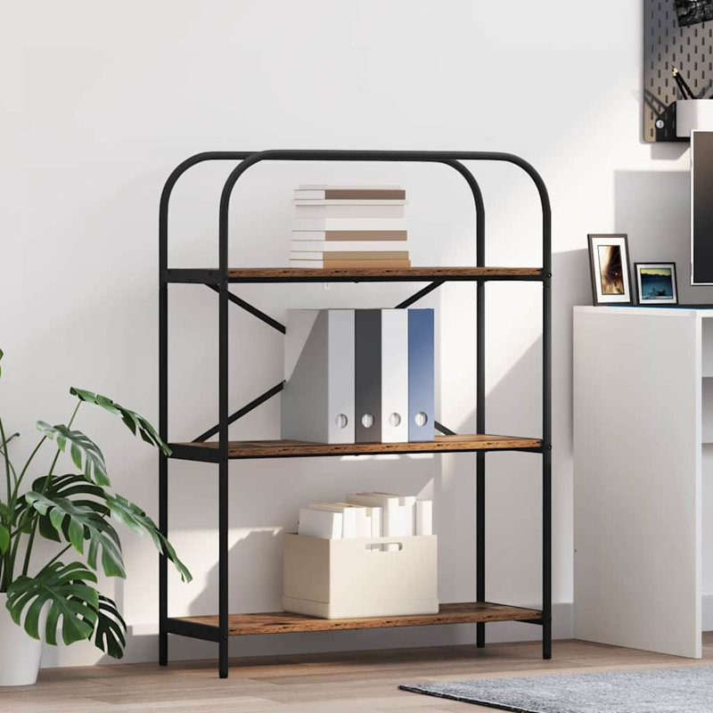 Bookshelf Engineered wood Modern Freestanding Bookshelves Organizer, Old Wood, (3 Shelves) 109cm. H x 80cm. W x 30cm. D