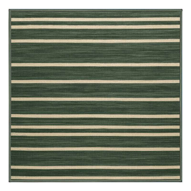 Tapis vert à rayures horizontales lavable à la machine, Carré 6 pi
