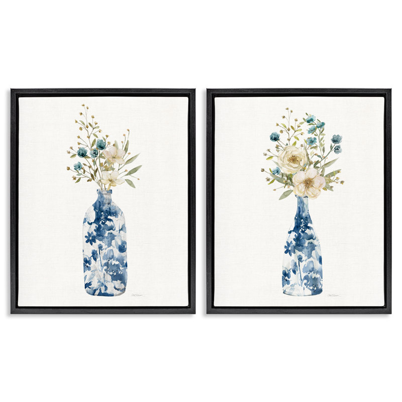 Ensemble de cadres flottants 2 pièces Chinoiserie Blooms White, par Carol Robinson, H 31 po x l 25 po