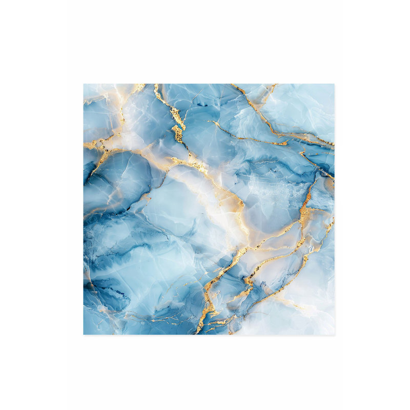 «Abstract Blue Crystal Marble Geode», reproduction d'art moderne sans cadre, H 20 po x l 20 po