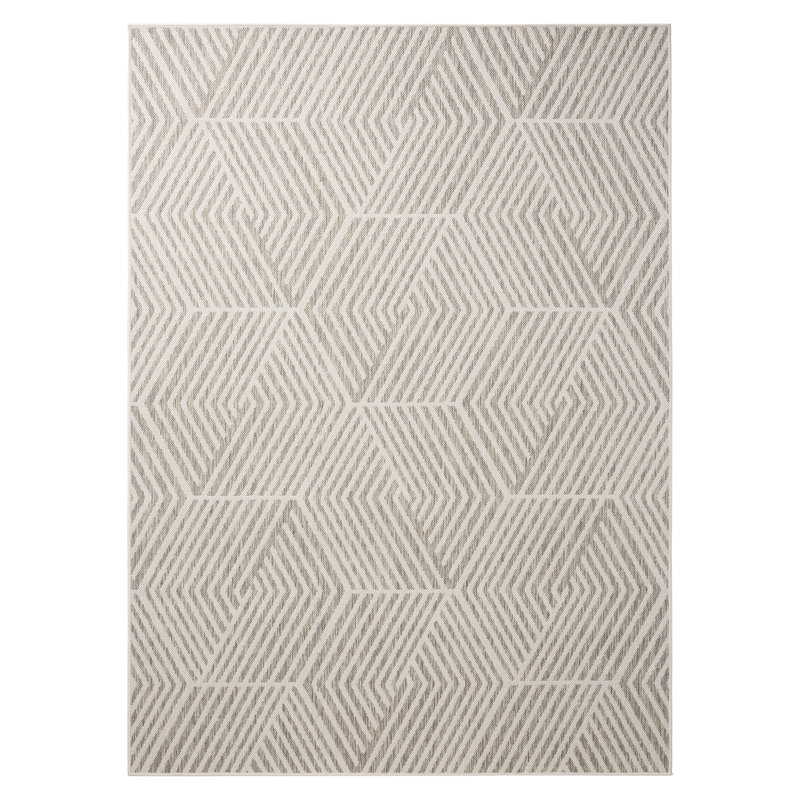 NICOLE MILLER NEW YORK Patio Country Ombre Geo Outdoor Area Rug, Grey/Cream, Rectangle 9'2" x 12'5"