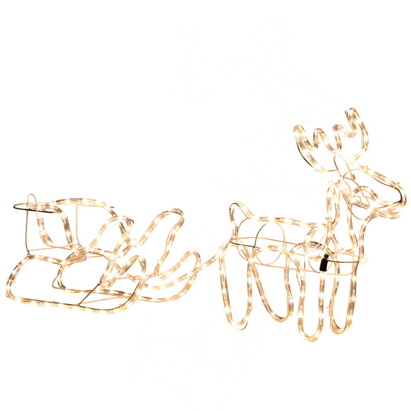 Décoration de Noël extérieure Outsunny 35 po DEL en forme de traîneau de renne, figurine sur pied