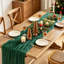 Chemin de table de Noël, chemin de table 10 pieds vert émeraude 35 * 120 pouces, chemin de table rustique vintage pour les fêtes de Noël