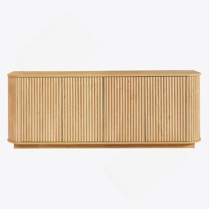 Sideboard Storage Cabinet TV Stand With Wave Pattern Buffet Cabinet Wooden Vertical Striped Cabinet For Kitchen/Bedroom/Entryway.